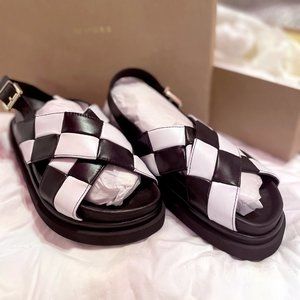 Aloha Marshmallow Scacchi Black and White Sandals